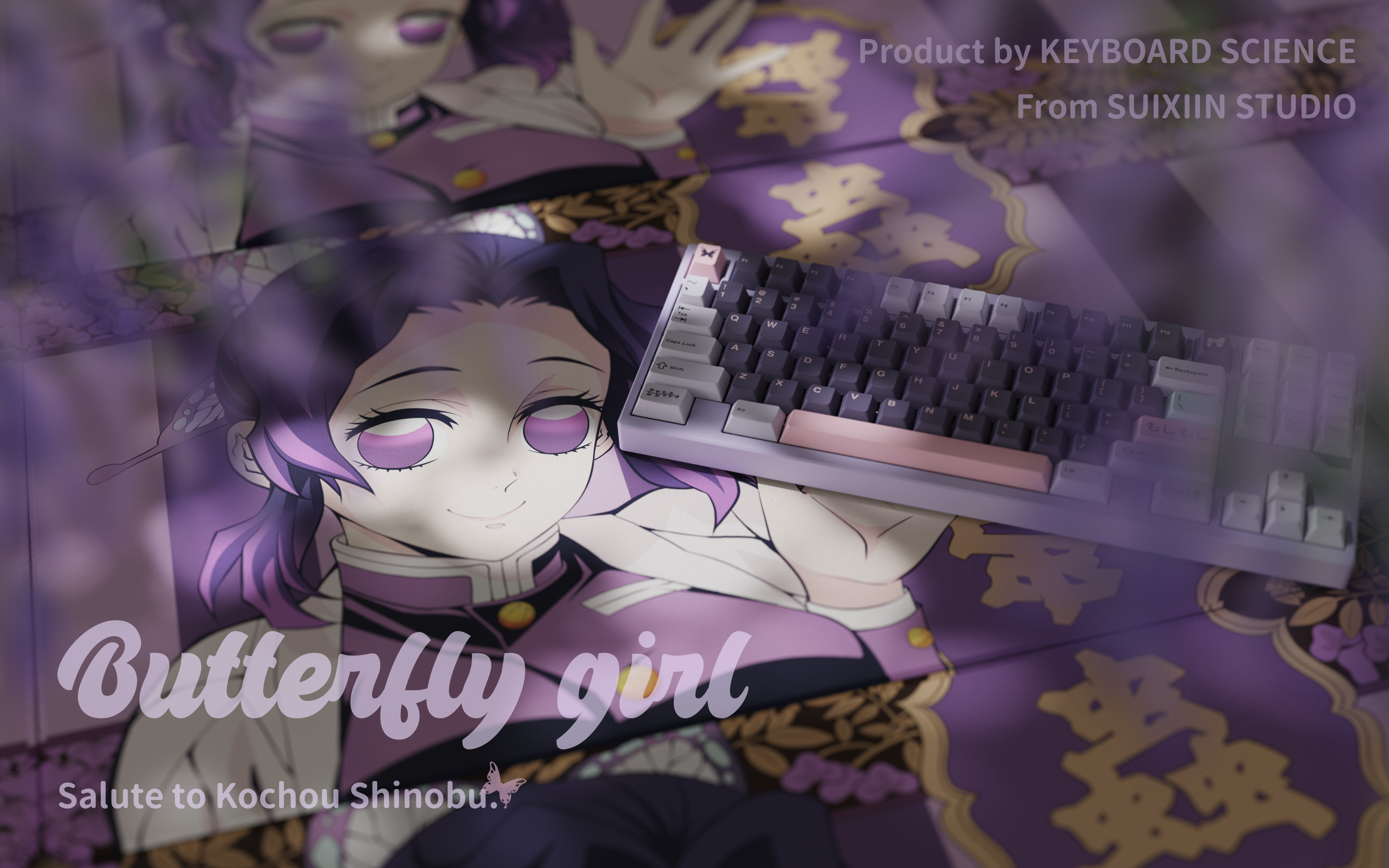 Keycaps Ita Set Keycaps PBT Demon Slayer Shinobu, 138 Tasti Per Switch Cherry MX - Nuovo, Solo Keycaps Cherry Mx Blue