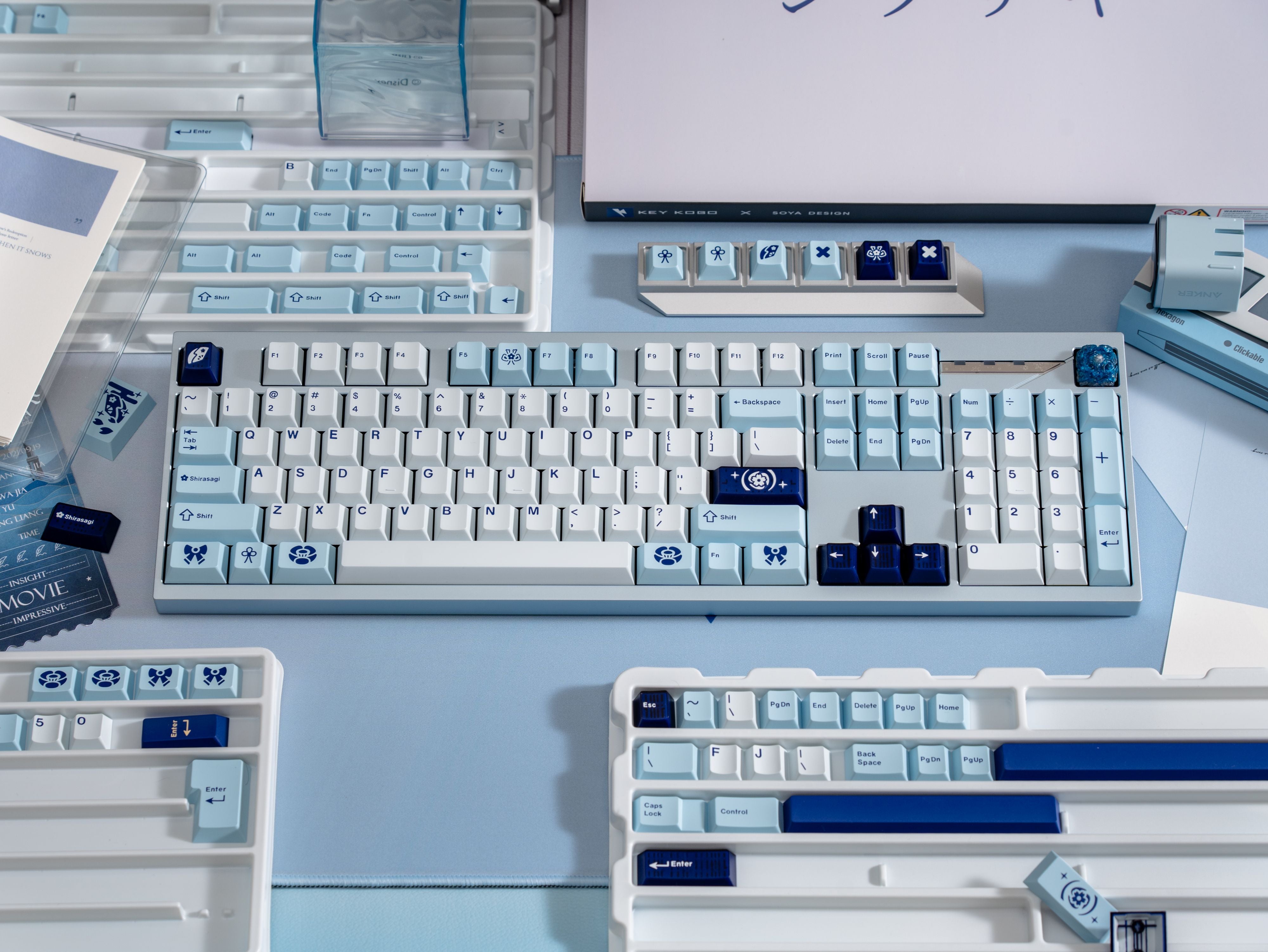 KEYKOBO Shirasagi R2 ABS Triple Shot Keycap Set - Elegant and