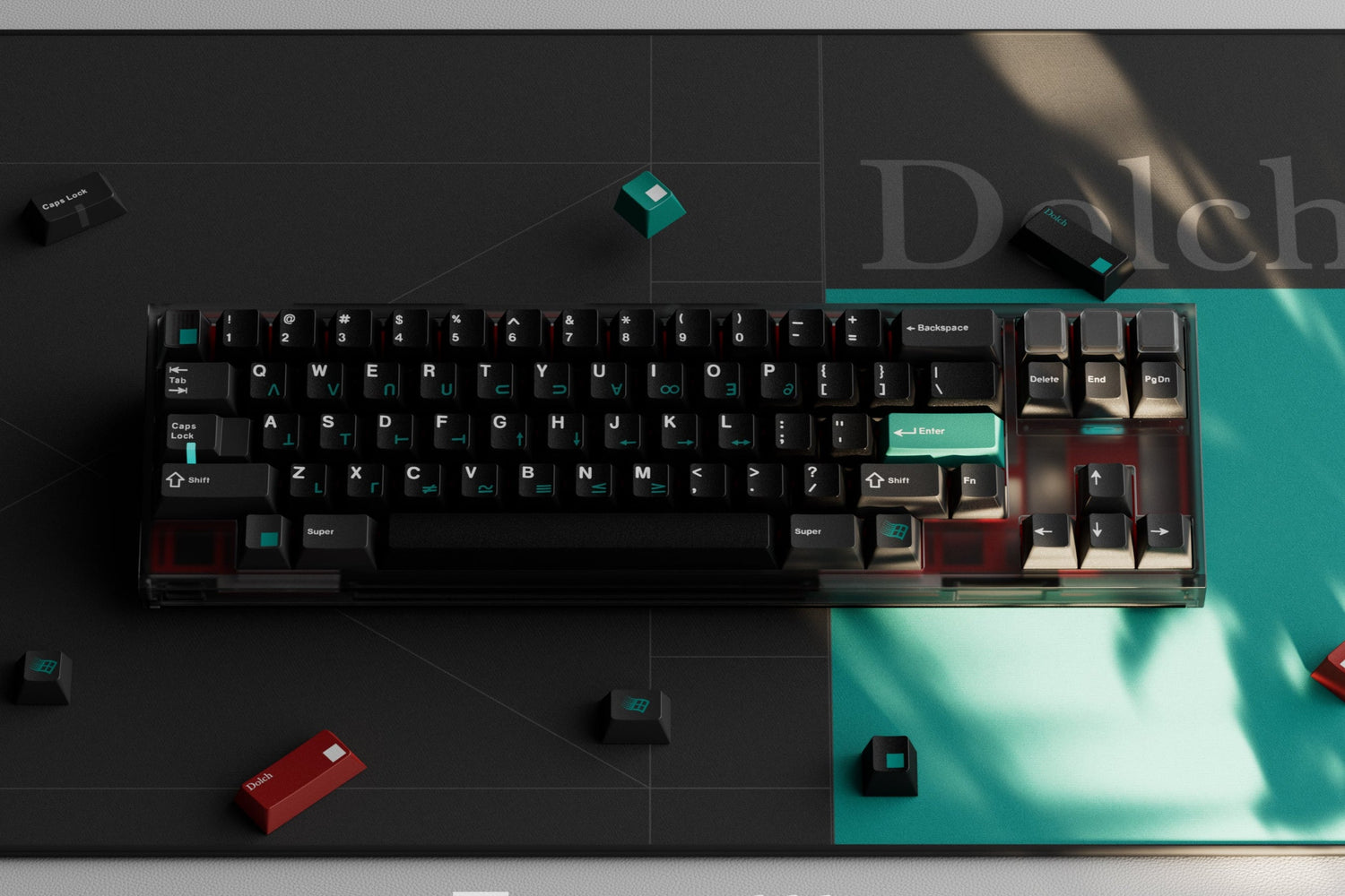 KeyKobo Dolch ABS triple-shot keycap set on a mechanical keyboard