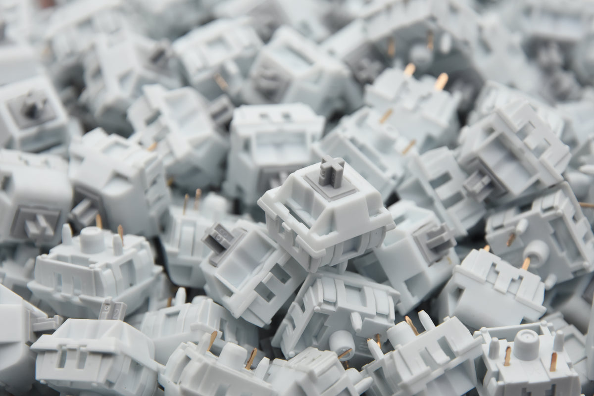 Macro view of the KEYGEEK PA linear switch stem sliders and housing