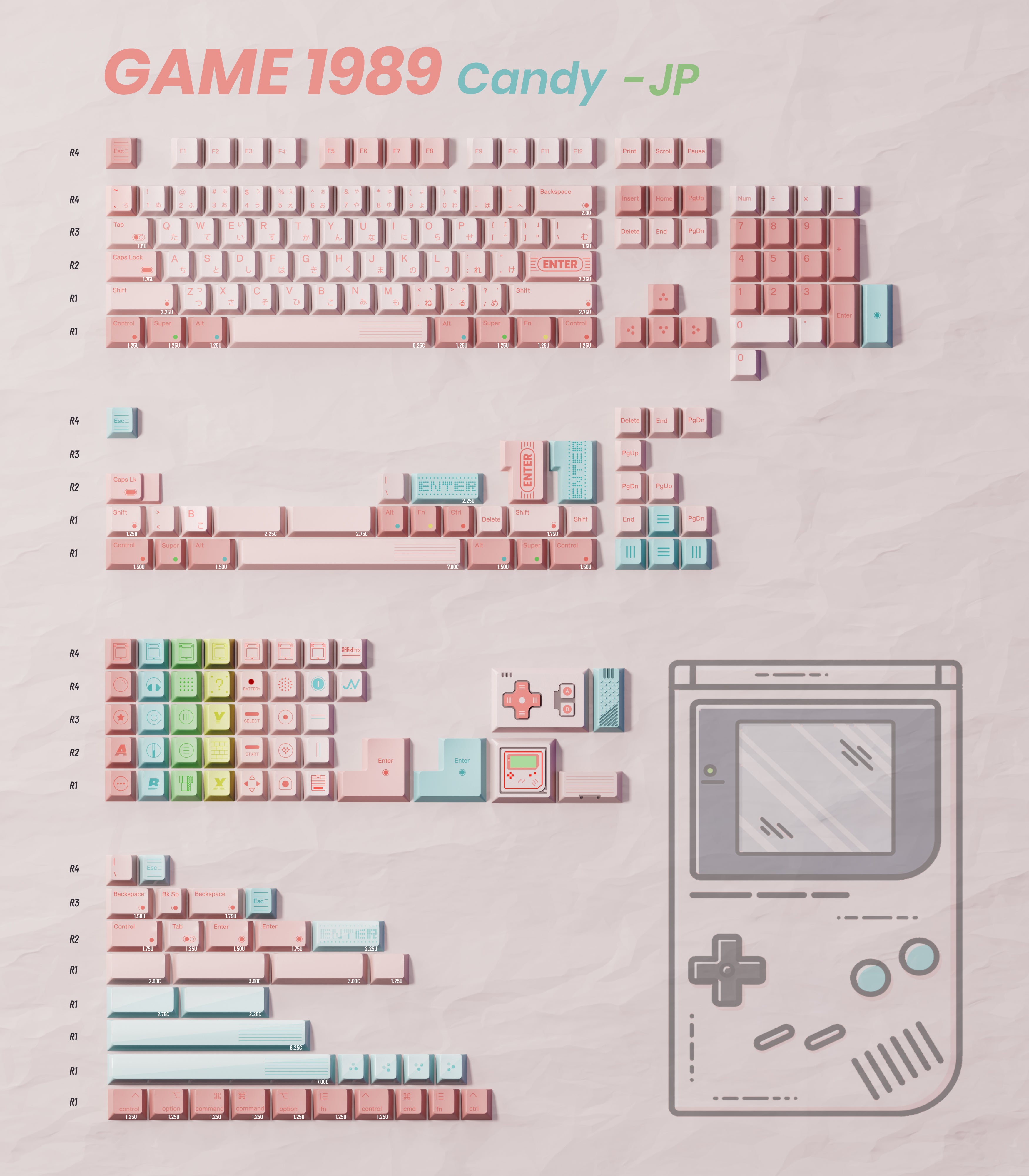 PRE-ORDER GAME 1989 CANDY KEYCAPS CHERRY PROFILE DYE SUBLIMATION PBT