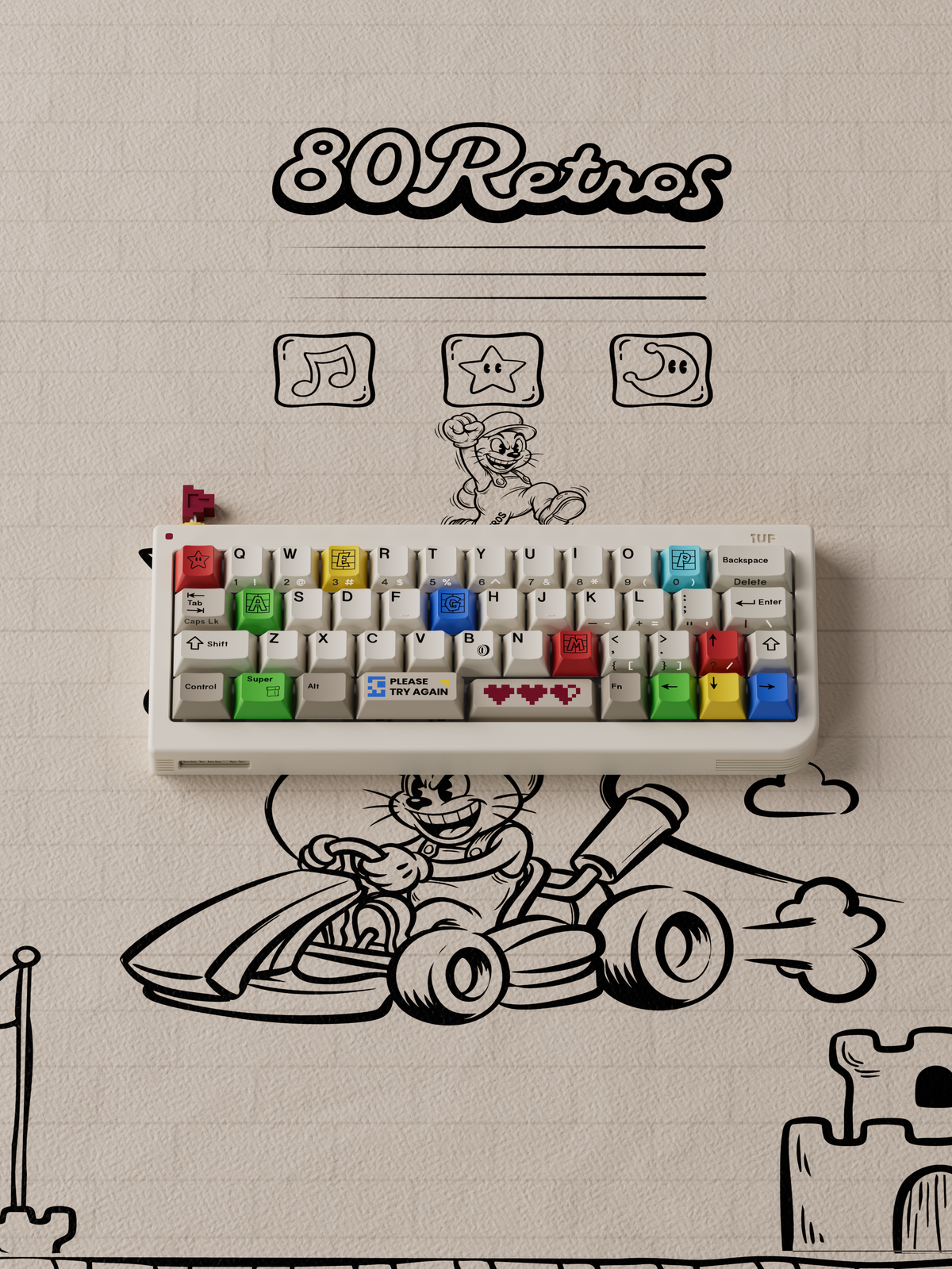 80 Retros GB40 Game 1985 mechanical keyboard front view
