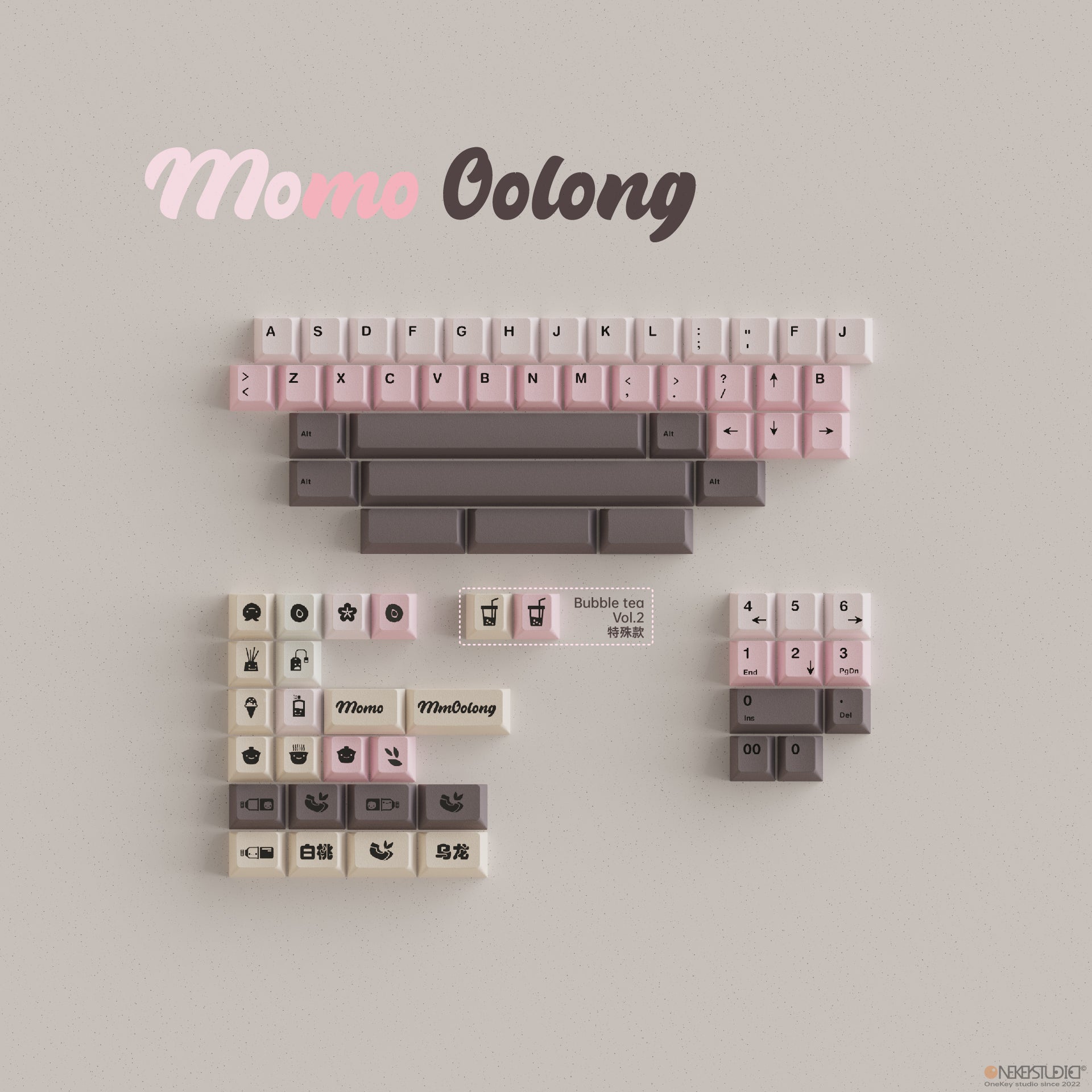 OneKey x TUT Bubble Tea Cherry Profile Keycaps Set | Add a Playful