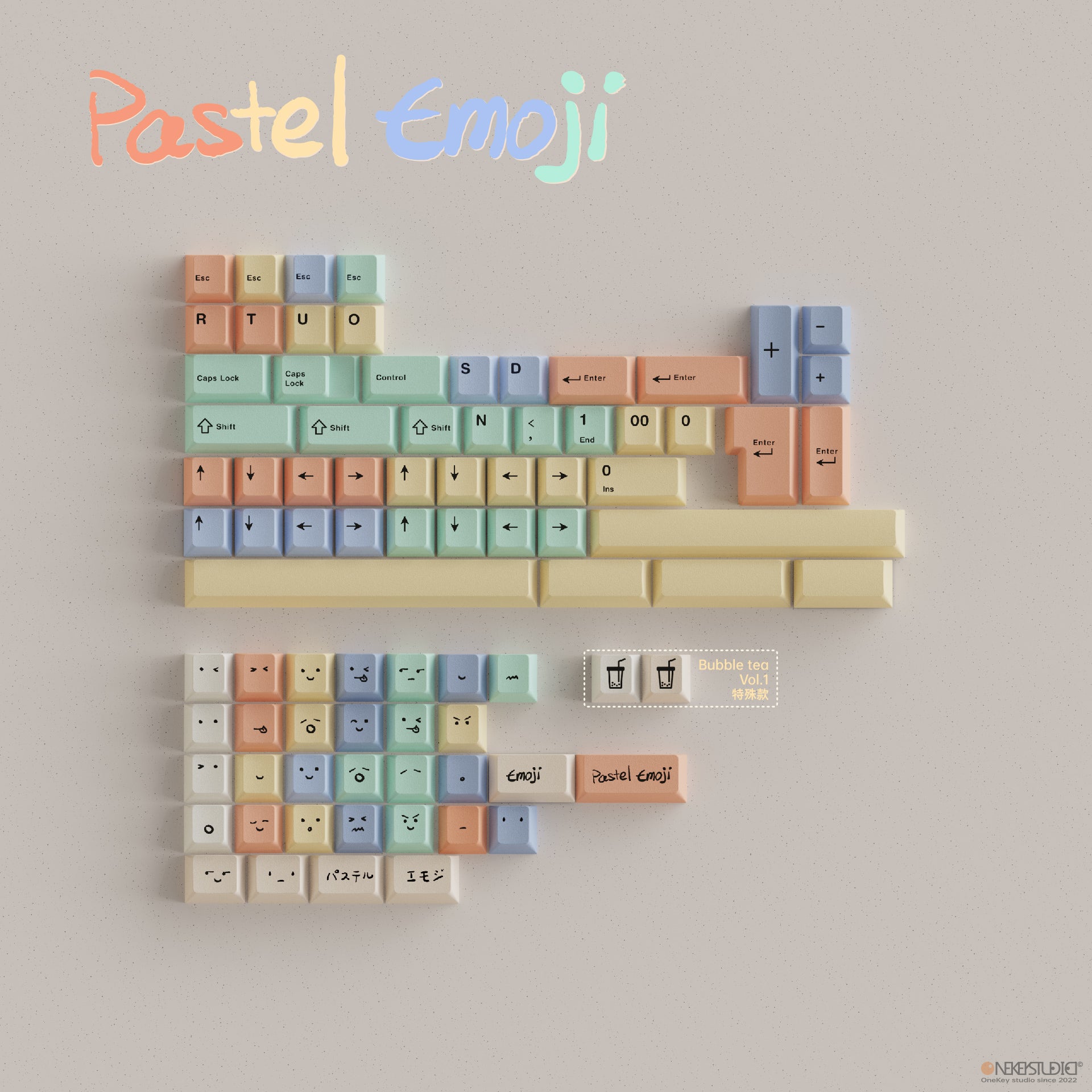 OneKey x TUT Bubble Tea Cherry Profile Keycaps Set | Add a Playful