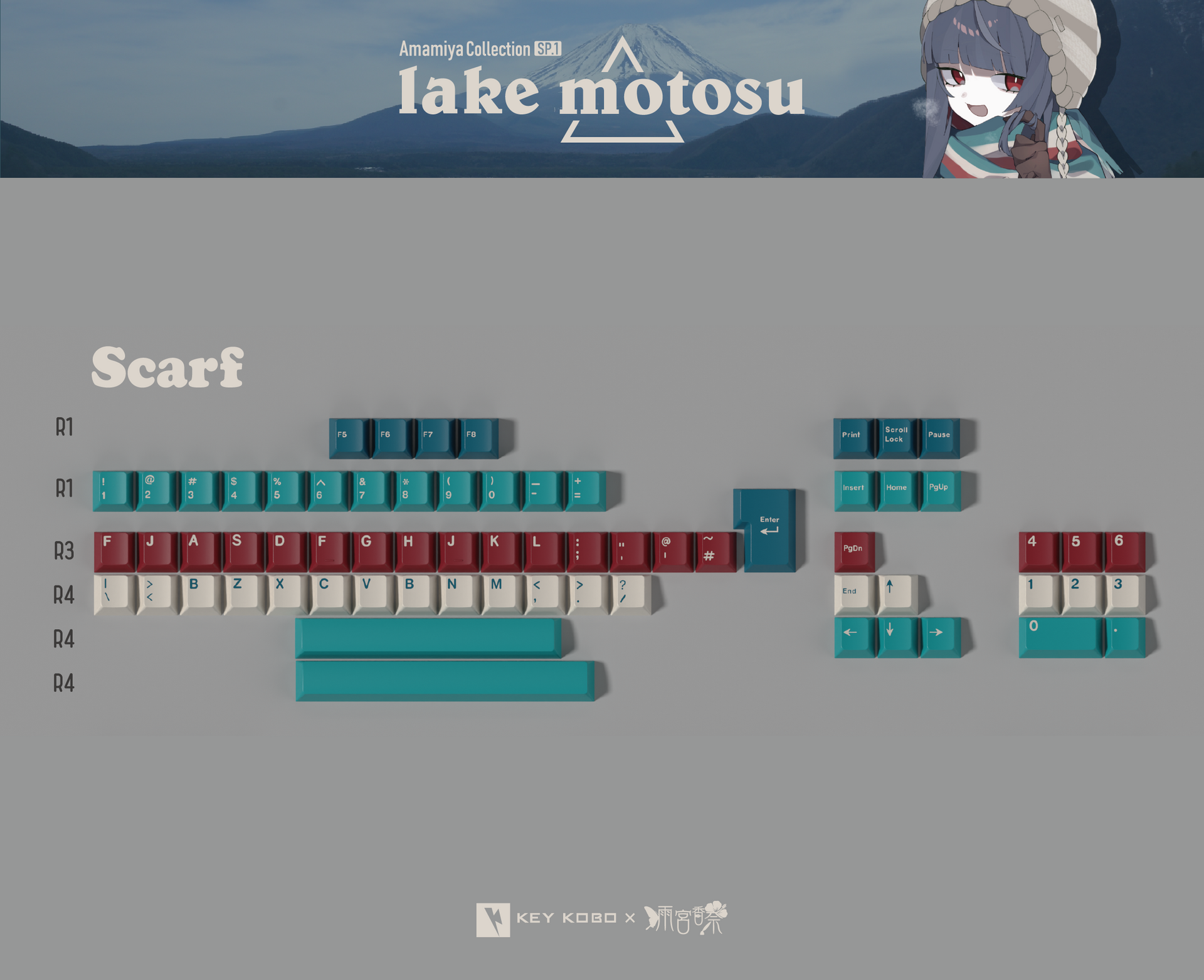 KEYKOBO Motosu Lake ABS Double Shot Keycap Set - Serene and KEYKOBO Motosu Lake ABS Double Shot Keycap Set - Serene and