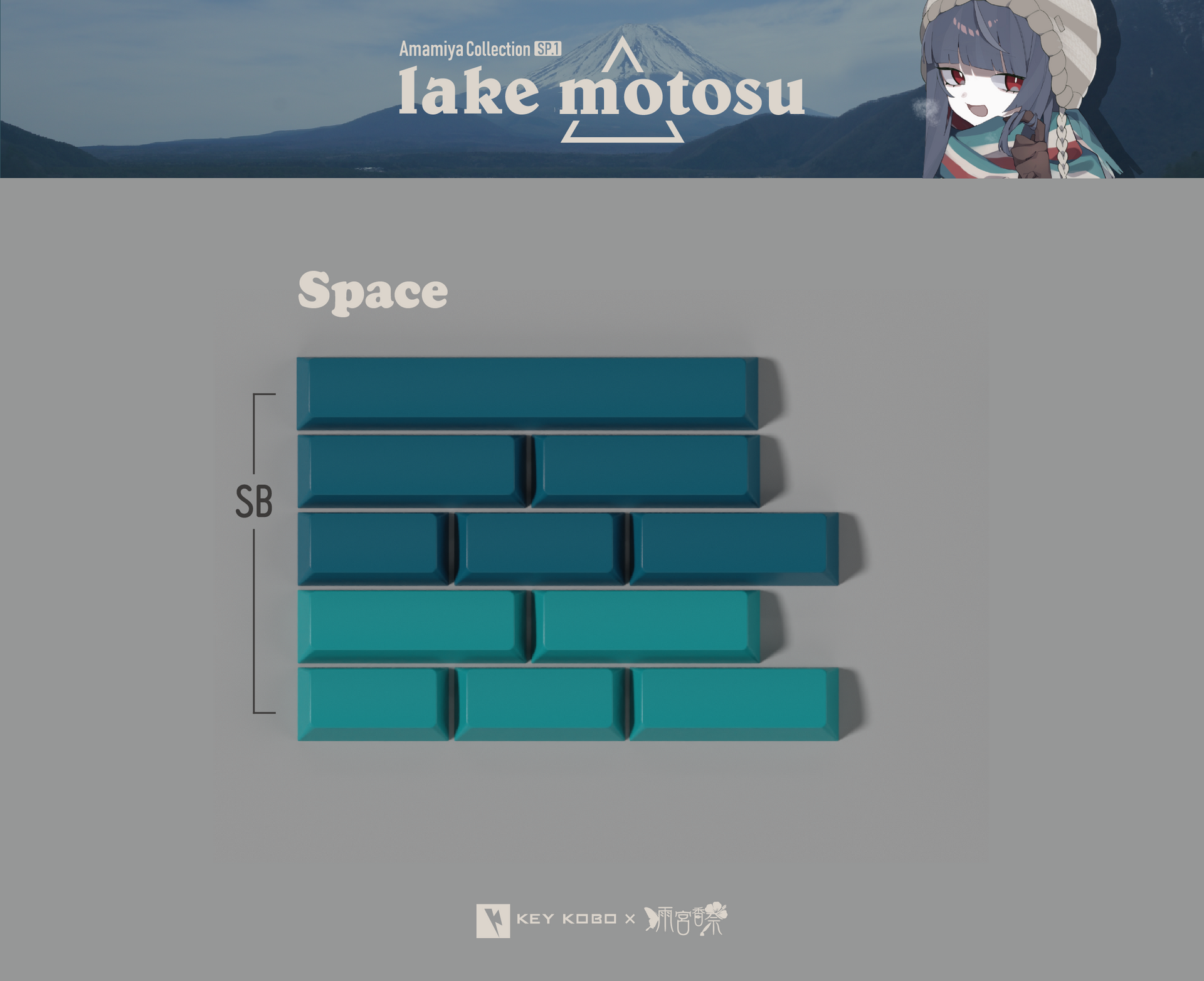KEYKOBO Motosu Lake ABS Double Shot Keycap Set - Serene and