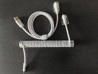 8KHz EVA Braided Aviator Keyboard Cable — White Brocade, 17cm Silver Aluminum Counterweight Bar