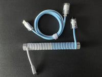 8KHz EVA Braided Aviator Keyboard Cable — Blue & White, 17cm Silver Aluminum Counterweight Bar