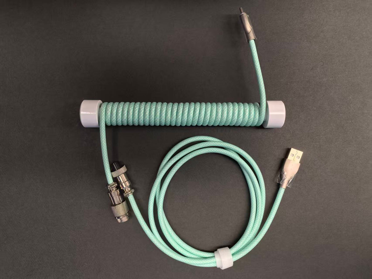 8K Gradient Braided Keyboard Cable with Aluminium Counterweight Rod – Mint