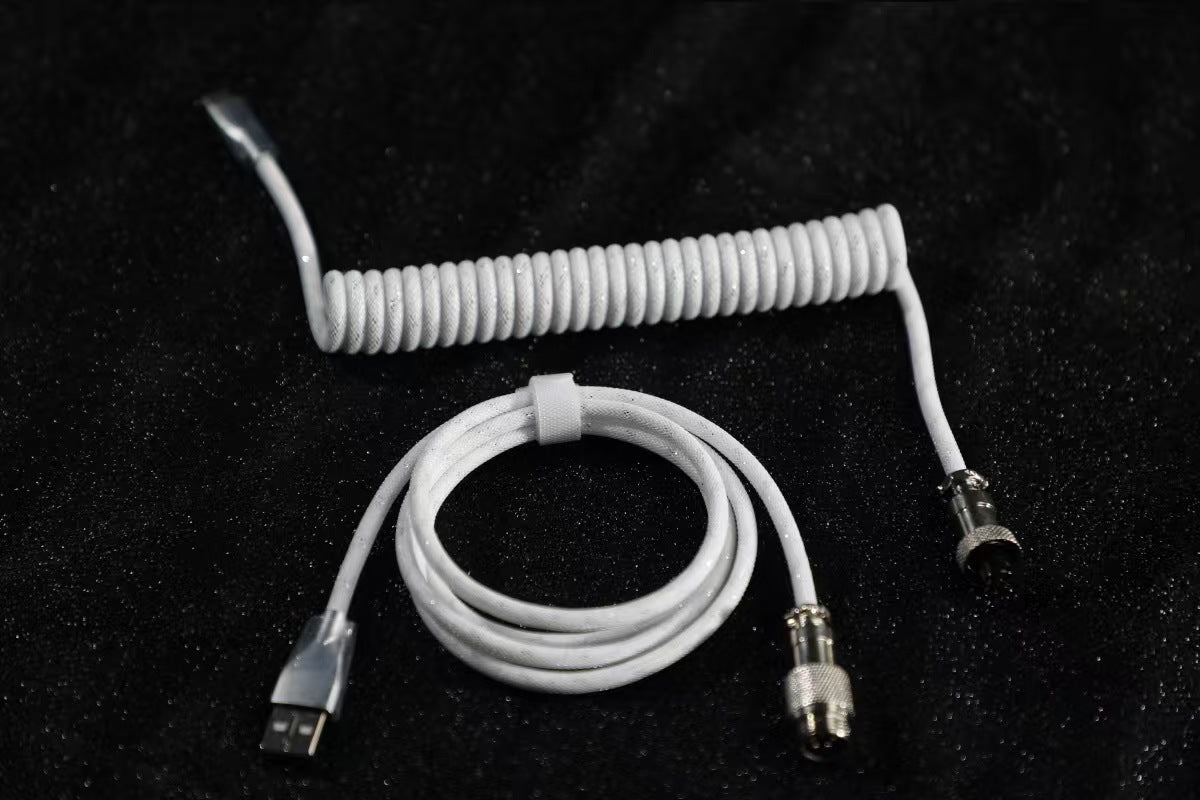 8K EVA Fishnet Keyboard Cable with Counterweight Rod – Pure White