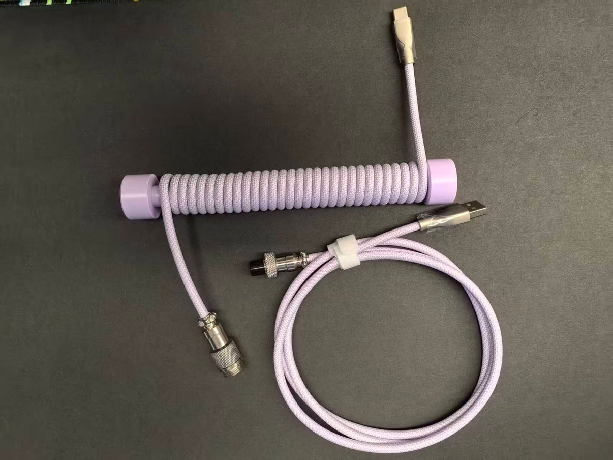8K Crystal Purple Braided Keyboard Cable with Steel Counterweight Rod