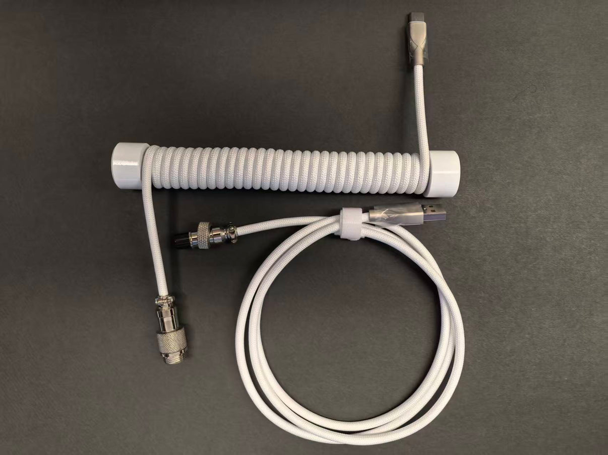 8K Speckled White Braided Keyboard Cable with Steel Counterweight Rod