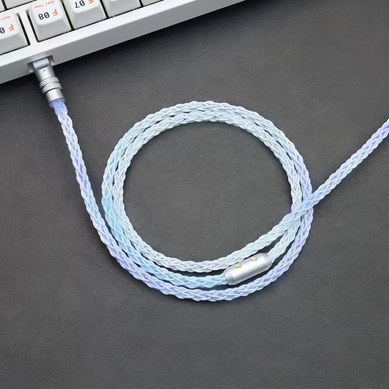 8K Pure White Two-in-One Single-Crystal Copper Keyboard Cable