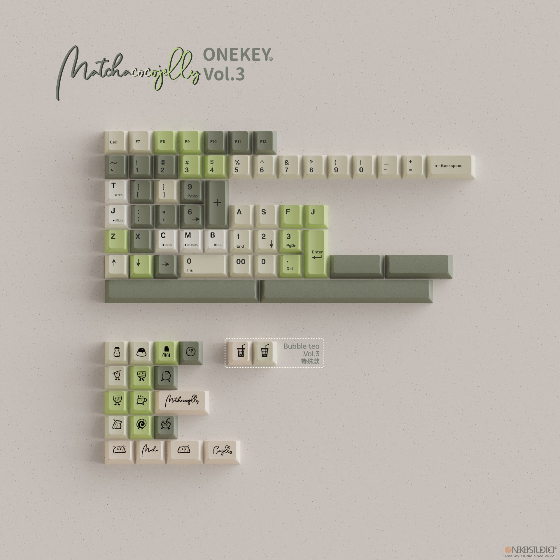 OneKey x TUT Bubble Tea Cherry Profile Keycaps Set | Add a Playful