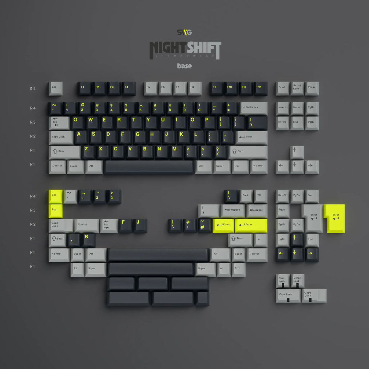 SWG Nightshift Base Kit keycap layout